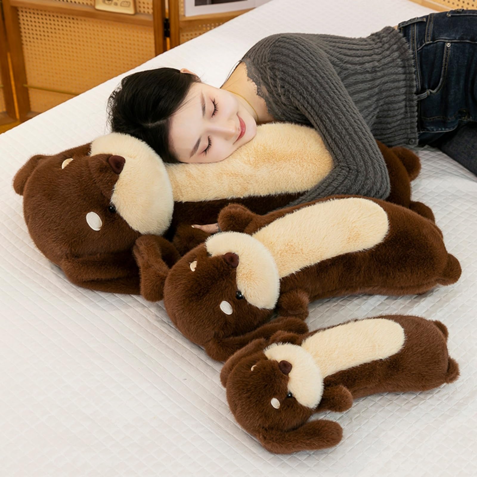 champracer Kuscheltier Hund Dackel schwarz-braun Plüsch Hund Simuliertes Dackel Hund Plüschtier Flauschige und Weiches Geschenke für Kinder Jungen Mädchen (80cm,Schwarz)