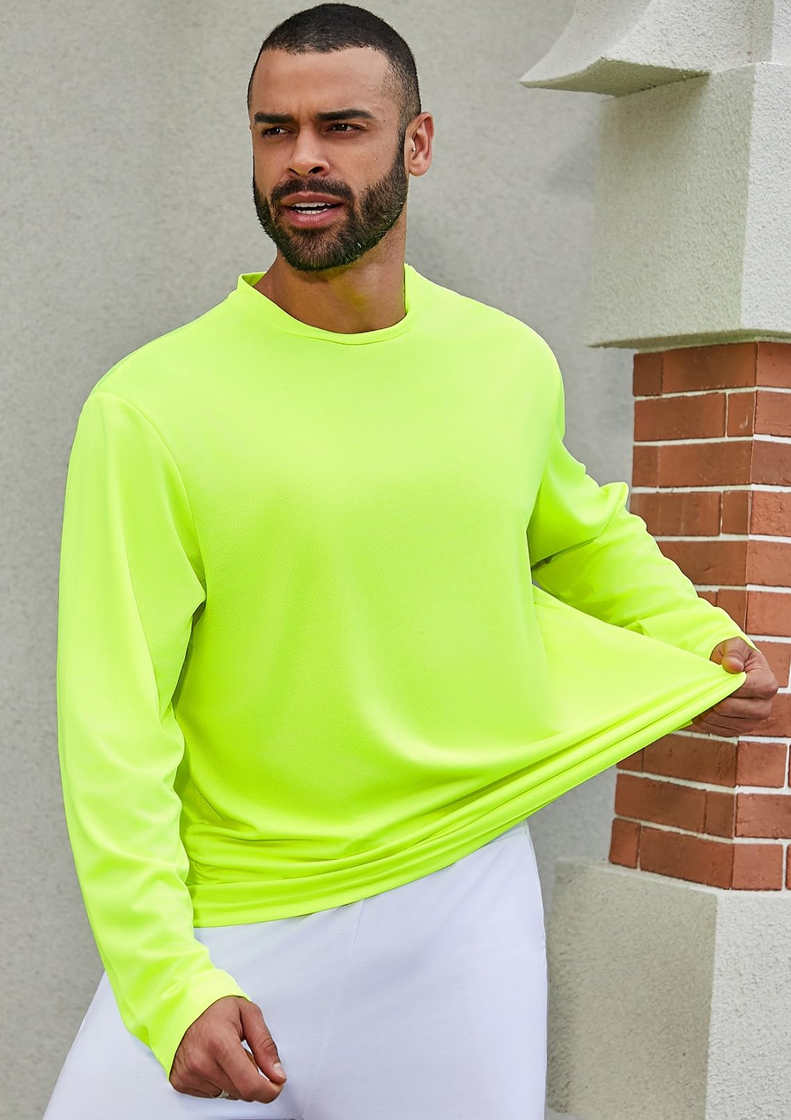 Facitisu Langarm-T-Shirts für Herren, schnell trocknend, athletisch, Laufen, Activewear, Workout, Performance-T-Shirt