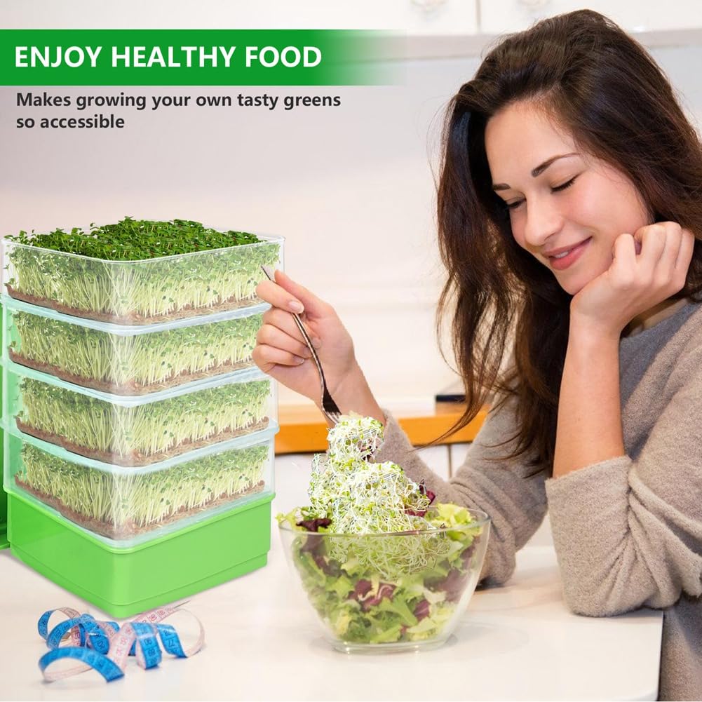 Vassoio Plastica Rettangolare Kit 10 Vassoi Semina BeGrit 37x30cm | Per Microgreens E Piantine | Coltivazione Idroponica Kit Germinazione Microgreens - Foto 10