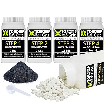 Toromp 8 LBS Rock Tumbler Grit Kit and Ceramic Tumbling Filler Media -Coarse/Medium Grit/Pre-Polished/Final Polish, Works with Any Rock Tumbler, Rock Polisher, Stone Polisher?