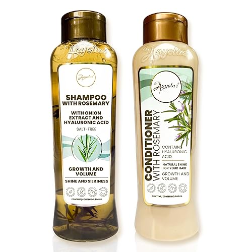 Miniatura 1 de ANYELUZ Champú y acondicionador de romero  con ácido hialurónico y romero  Mejora el brillo  Extractos naturales  Recomendado para todo tipo de