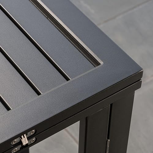 Miniatura 9 de Hanover Conrad - Juego de comedor compacto de 5 piezas para exteriores, 4 sillas apilables con diseño moderno, marco de aluminio duradero, gris,