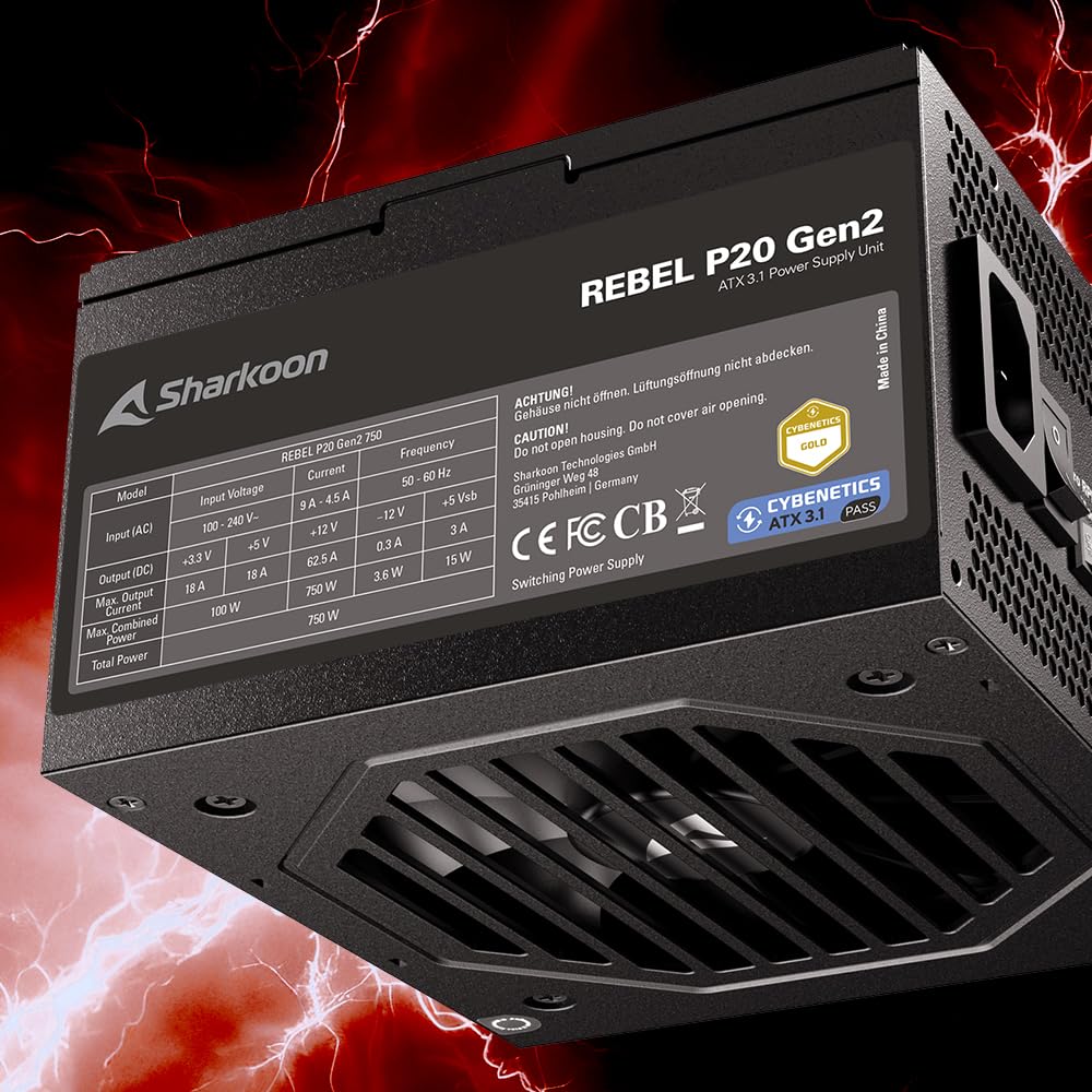 Sharkoon Rebel P20 Gen2 750W ATX 3.1 moduł zasilaczy Cybenetics Gold