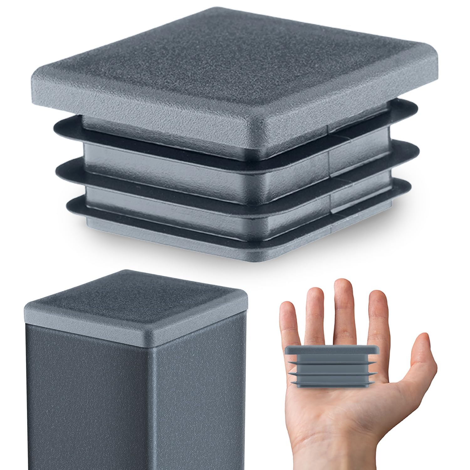 Lamellar plugs End caps for square pipe 60x60 mm 10 pcs. Anthracite RAL 7016 Plastic End Caps 6x6 cm EMFA ®