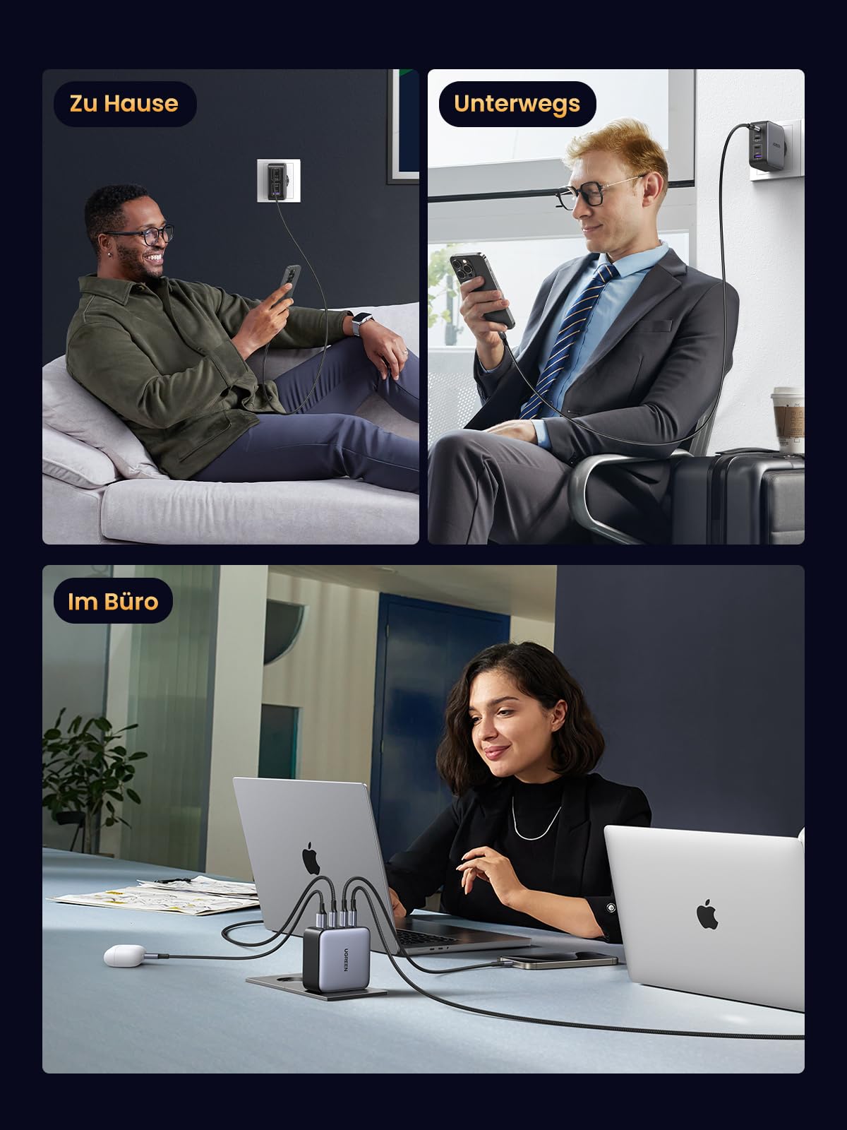 UGREEN Nexode 100W USB C GaN Ladegerät 4 Ports PD Schnellladegerät
