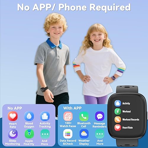 Miniatura 2 de EURANS Reloj de seguimiento de actividad compatible con Apple Find My, no requiere aplicaciónteléfono, podómetro para niños, monitor de frecuencia