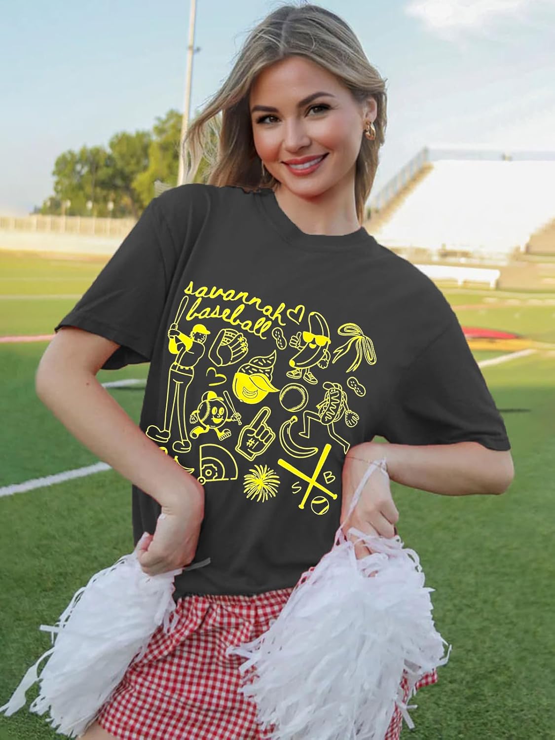 Baseball Shirt for Women Funny Game Day Fan Graphic T-Shirt Casual Short Sleeve Baseball Player Tee Tops - Image 2