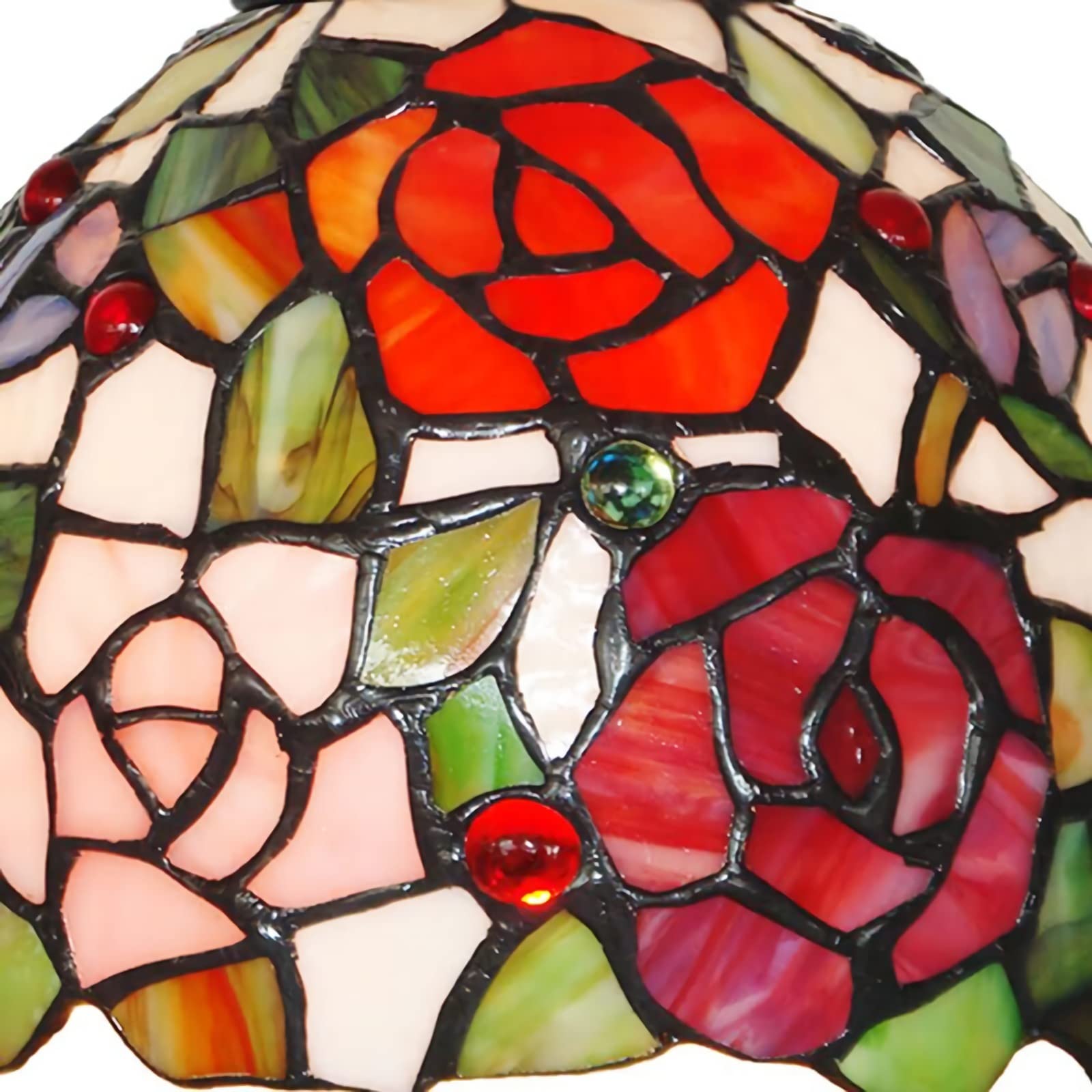 Lampa stołowa Witraż w kształcie róży Lampka nocna Antyczna metalowa podstawa Decor Lampa biurkowa do sypialni Salon Home Office, E26 (brak w zestawie)