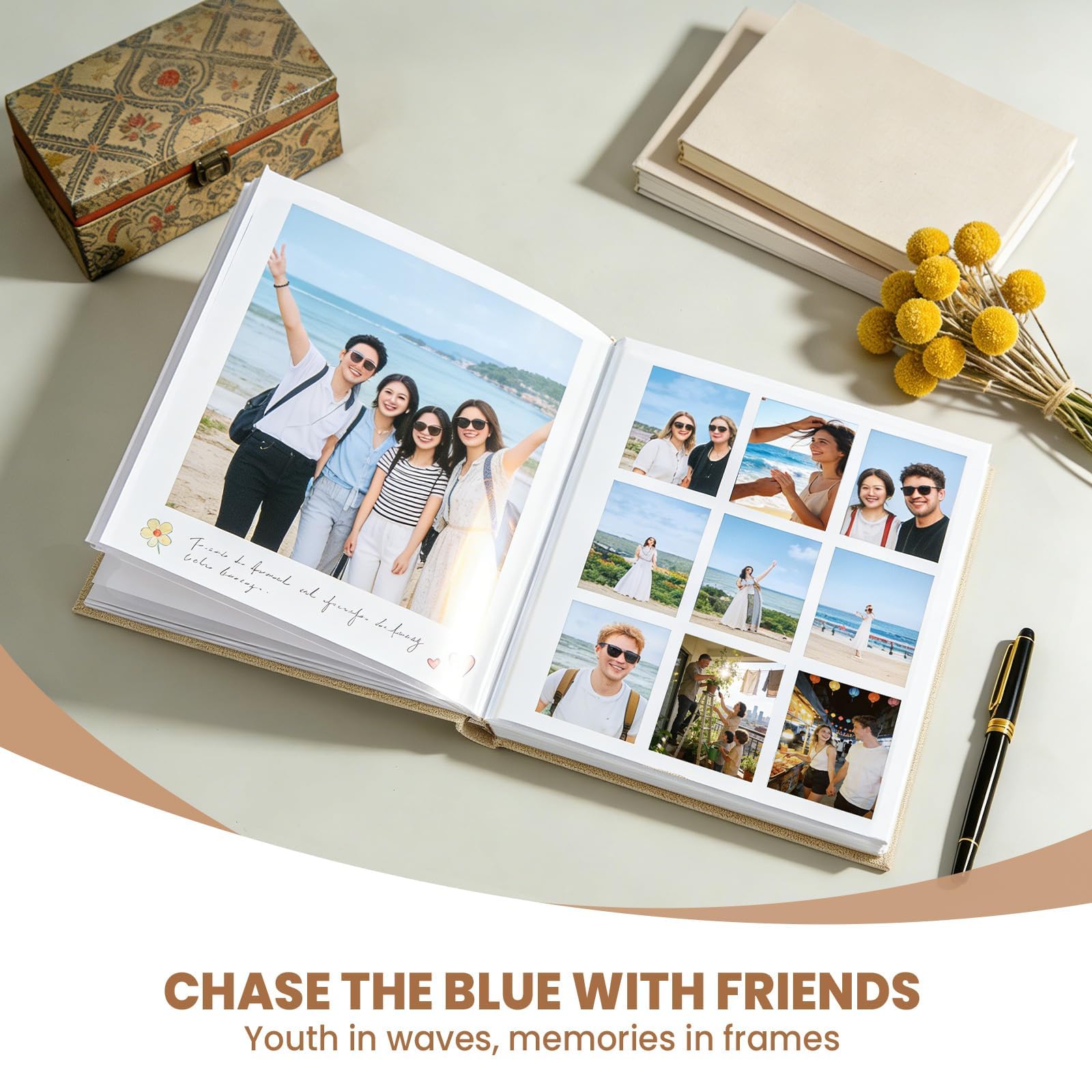 Álbum de recortes de fotos autoadhesivo, 2 piezas, páginas interiores laminadas compatibles con fotos de 3 a 10 pulgadas, álbum de recuerdos hecho a mano, regalo creativo ideal para amigos y