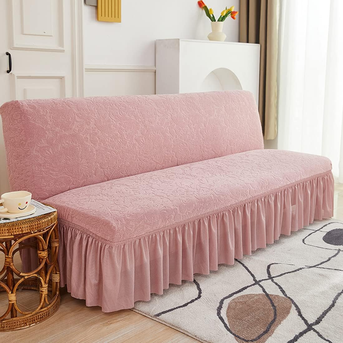 YOPOIY Plaid Sofa Bed Cover Thick Stretch Folding Sofa Bed Cover Without Armrest Skirt Type Foldable Futon Straight Couch Slipcover Washable -I-