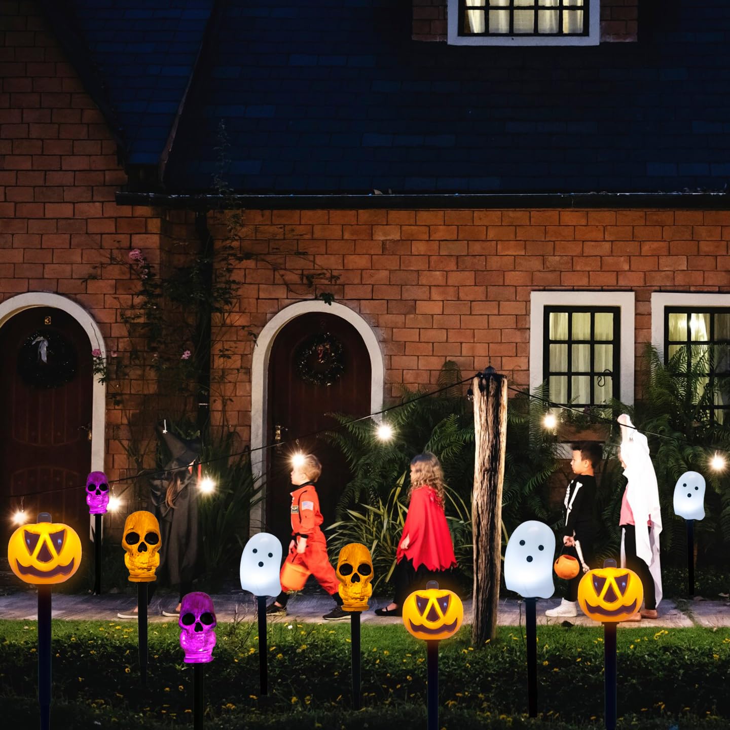 Solar Powered Pumpkin Pathway Stake Lights 6-Pack Solar Pumpkin Pathway  Lights - 47 Inch Halloween Stake Lights For Yard, Driveway \u0026 Garden Decor  Pumpkin Lantern Yard Lights, image size:1440x1440