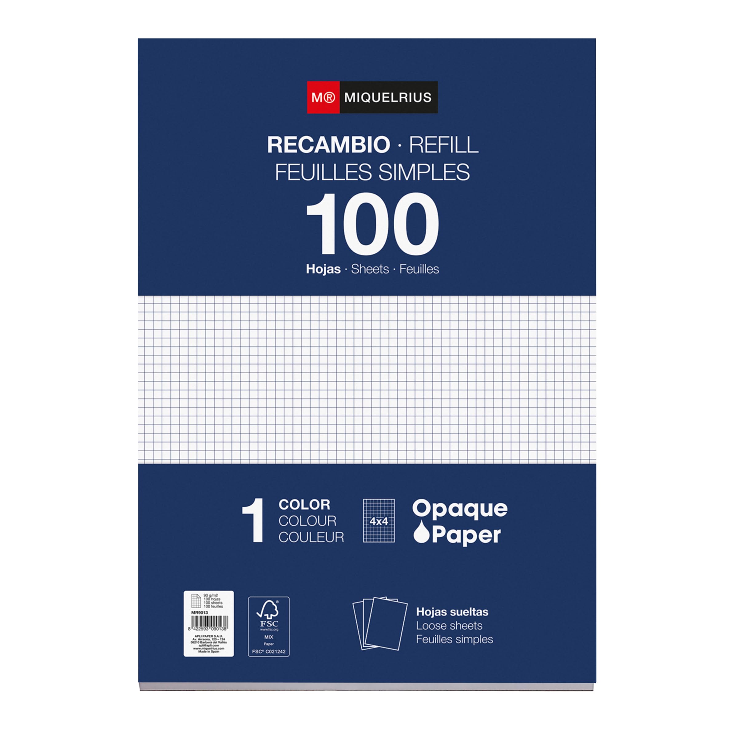 Miquel rius notebook 4 colores A4 140 hojas 5x5 polipropileno basic negro Precios Bajos | Bureau Vallée España