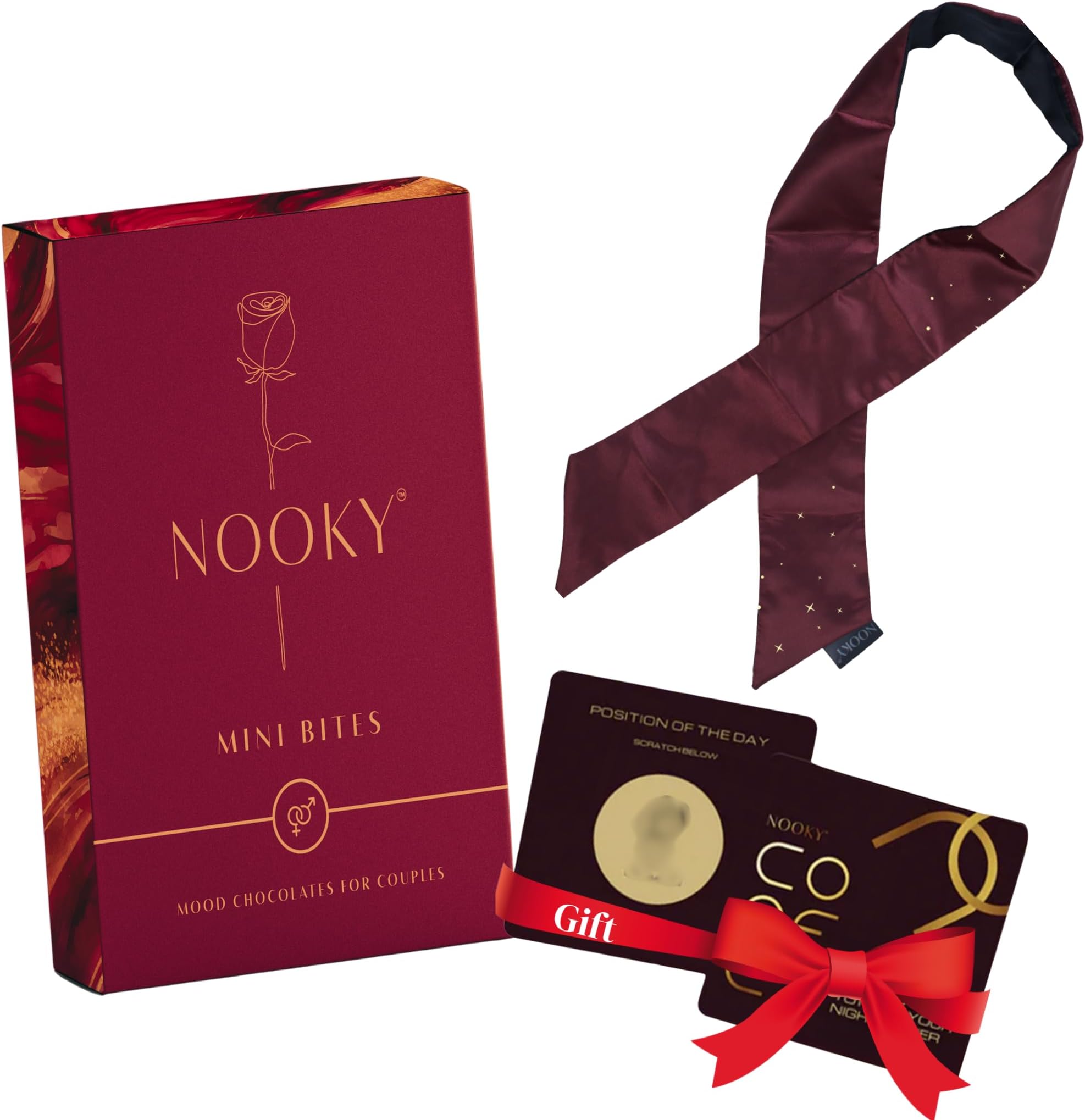 NOOKY MINI BITES for Men and Women | Premium Mood-Uplifting Dark Chocolate and FREE Saucy Scratch Card | Vegan & Gluten-Free Delight (Set of 2)