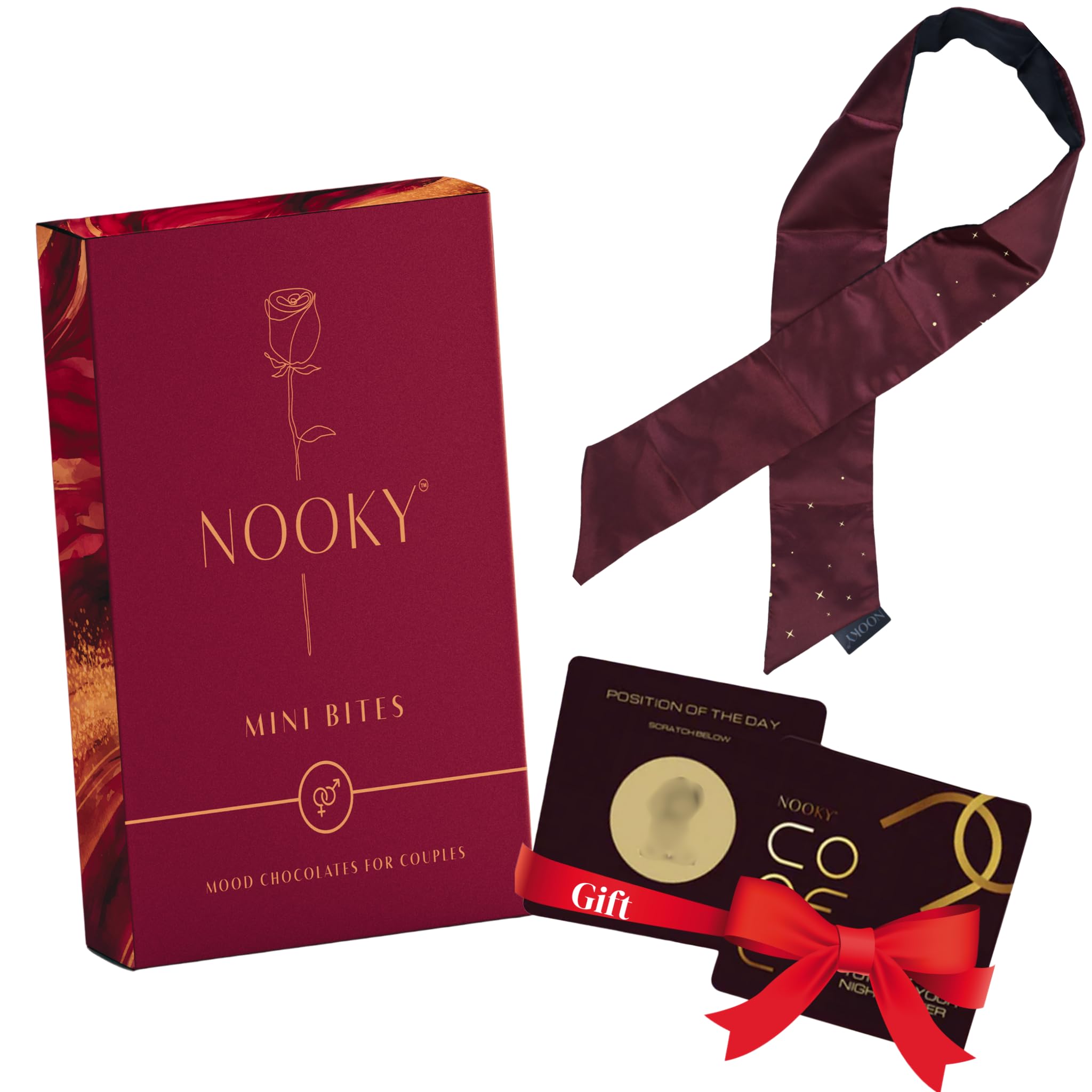 NOOKY MINI BITES for Men and Women | Premium Mood-Uplifting Dark Chocolate and FREE Saucy Scratch Card | Vegan & Gluten-Free Delight (Set of 2)