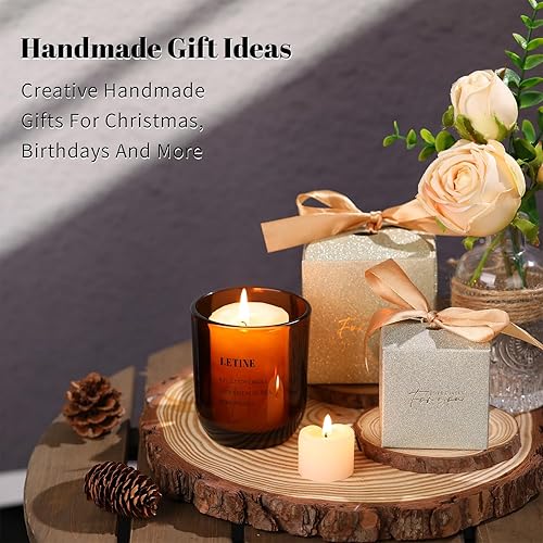 Miniatura 6 de LETINE 12 tarros de vela de vidrio ámbar de 8 onzas con tapas, kit de fabricación de velas de primera calidad, recipientes herméticos con tapas para