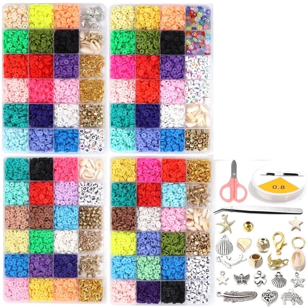 Perles Pour Bracelet Kit de fabrication bracelets en perles d'argile, 3600 pièces, 18 couleurs, rondes plates for la bijoux, ensemble bricolage(Set 5)