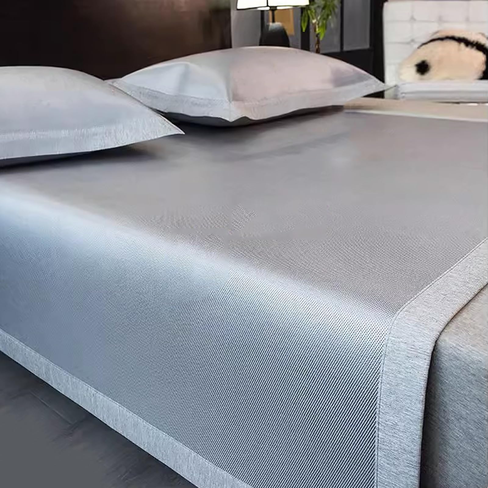 Ice Silk Cooling Bed Sheet, Ice Silk 3-Piece Summer Sleeping Mat Set Multicolor Multiple Sizes Foldable(Blue,180x200cm/71"x79")