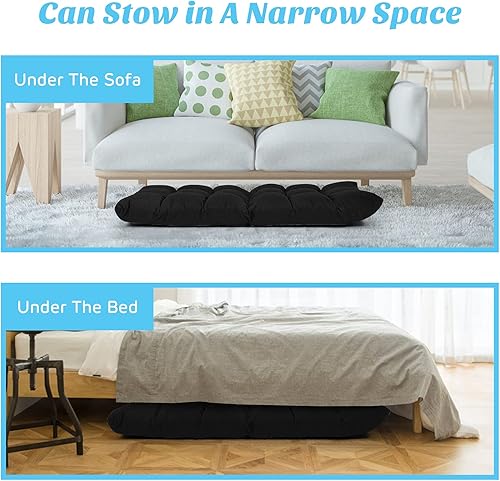 Miniatura 6 de Giantex Sofá ajustable para juegos de piso, acolchado de 14 posiciones, plegable, reclinable perezoso, esponja de alta resistencia, tela de algodón