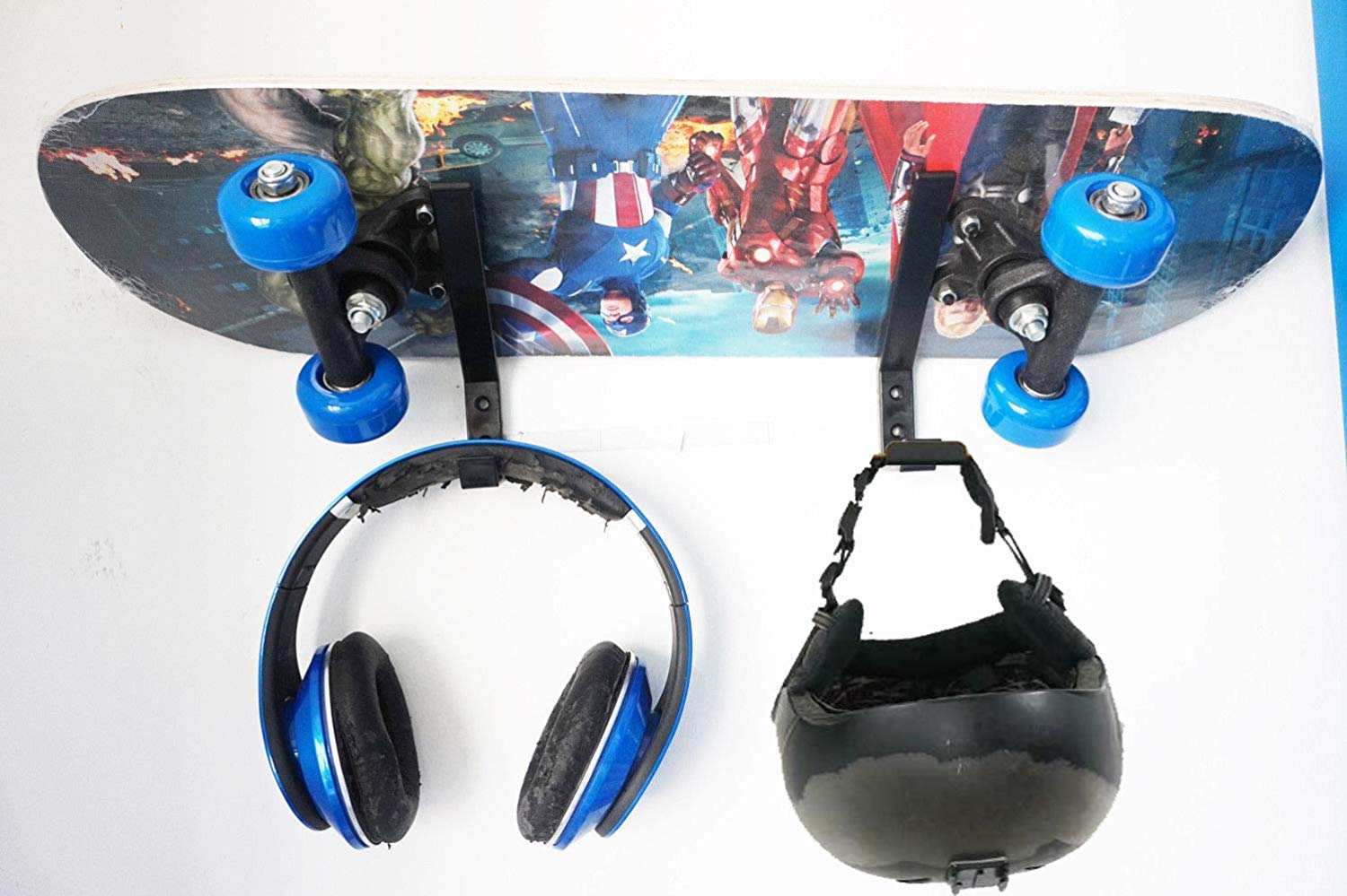 Pmsanzay Skate Skateboard Ski Snowboard Wakeboard Wall Mount Rack | Skateboard Storage Rack Storage Display Holder | for Storing Your Skateboard or Longboard Skate and Helmet | Easy to Install.