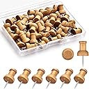 40Pcs Wood Push Pins, Thumb Tacks for Decorative, Wooden Pins and Tacks, Cork Board Thumbtacks, Cute Thumbtack for Wall and Bulletin Board, Map Pins