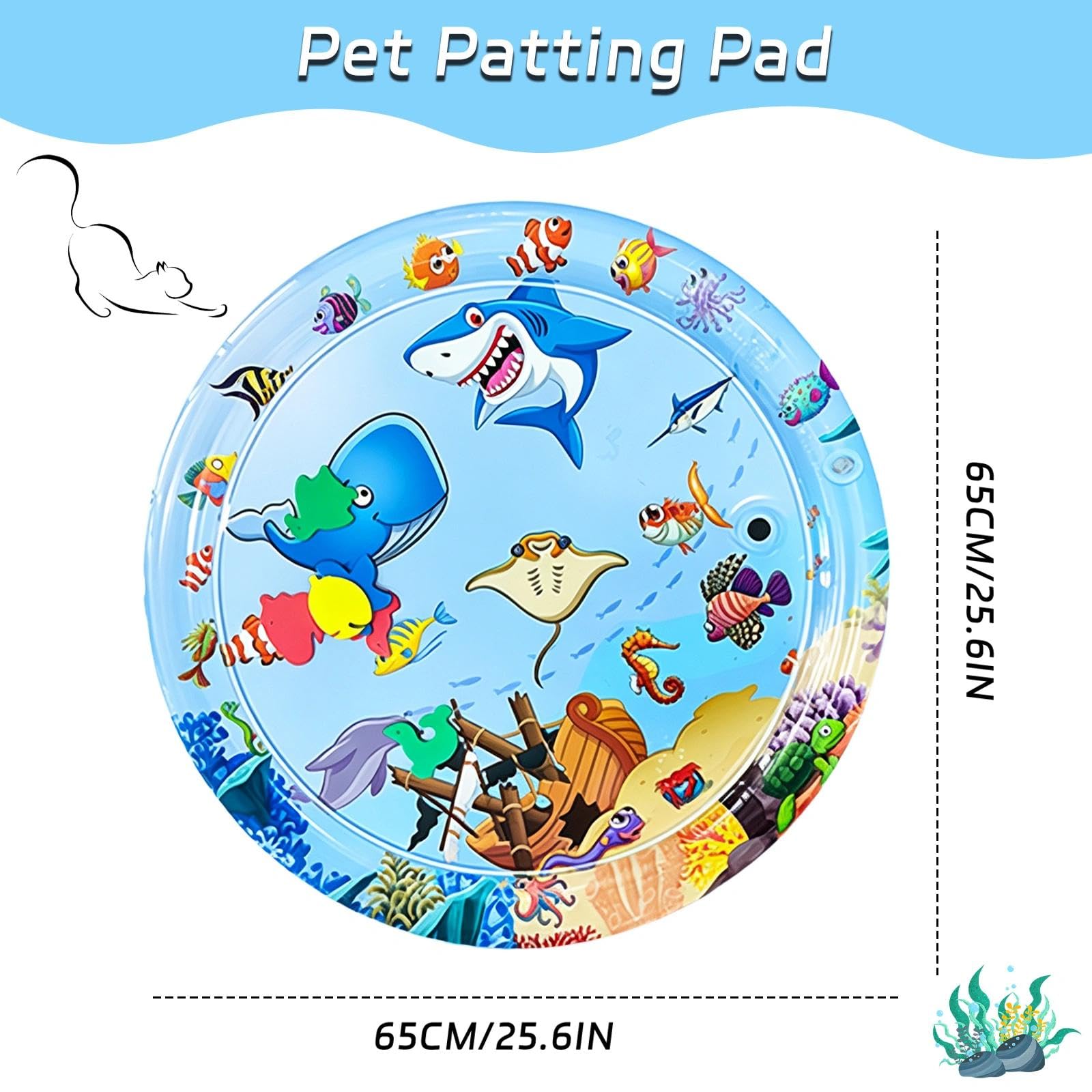 Wasserspielmatte für Katzen, Sensorische Wassermatte Katzen Haustiere, Spielmatte Kühlmatte Hunde, Katzenspielzeug