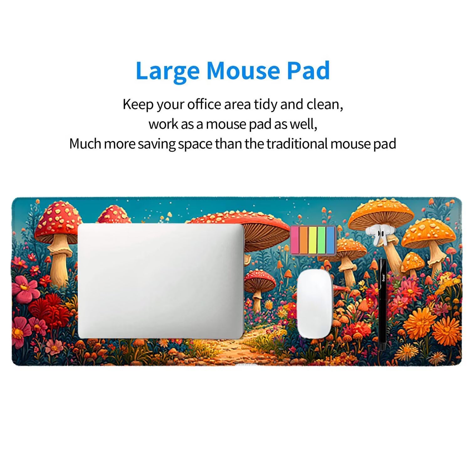 Tappetino per Mouse XXL 1400 x 600 x 3mm Tappetino Mouse Gaming Grande, Mousepad con Base in Gomma Antiscivolo, Tappeto per Tavolo da Gaming per Mouse e Tastiera, Accessori PC (ragazza foresta) V-684