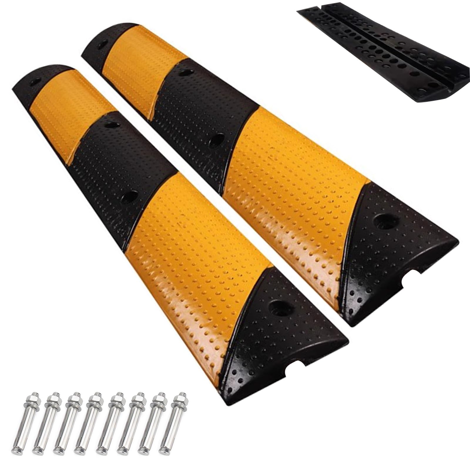 WXXZCE 2pcs 100cm Dossi Stradali in Gomma, Dosso Artificiale per Garage Canalina Passacavi, per Garage, Strade Sterrate, Asfalto, Cemento, Carico Massimo 30t