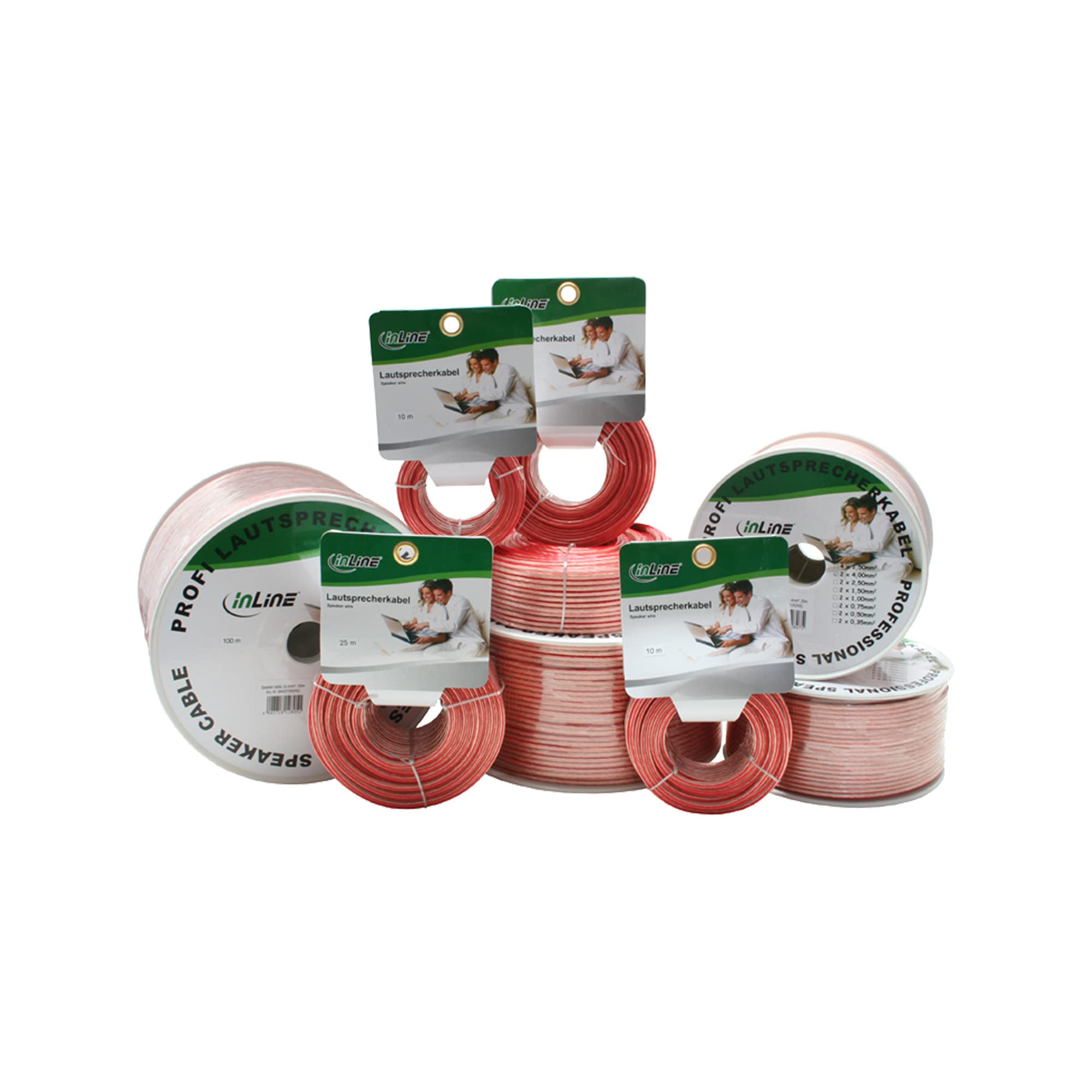 Câble haut-parleurs, InLine®, 2x 2,5mm², CCA, transparent, 50m
