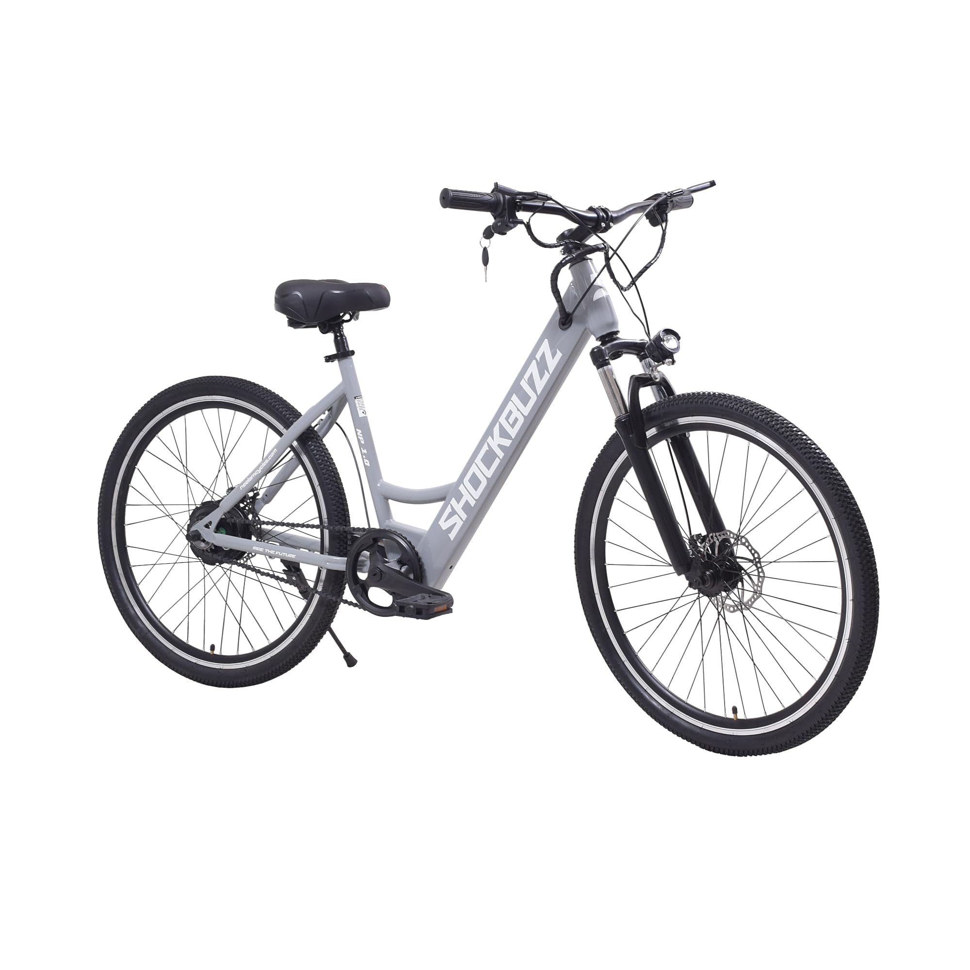 Neelam SHOCKBUZZ NP 1.0 Unisex Electric Bicycle T-26 High Tensile Steel Frame| Disk Brake|INBUILT Battery 10.4 AH|Susp. Fork|Battery Indication Display |Saddle with Memory Foam|L.Grey-image-7