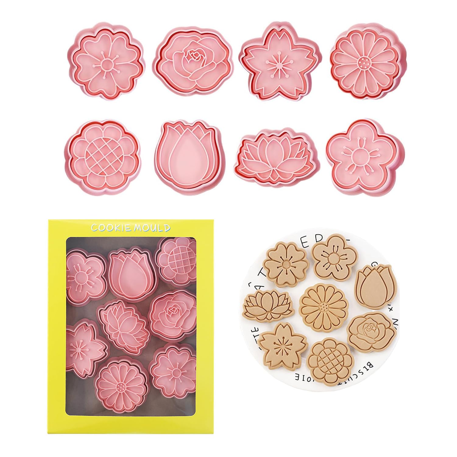クッキー型 8個セット フラワーズ クッキー 型抜き DIY焼き型 製菓 キッチン 製菓用品 クッキー 型 お菓子 手作り お菓子作り