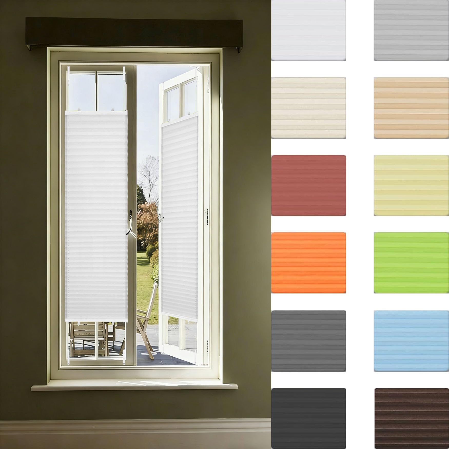 Store plissé protection de la vie privée et protection solaire blanc opaque