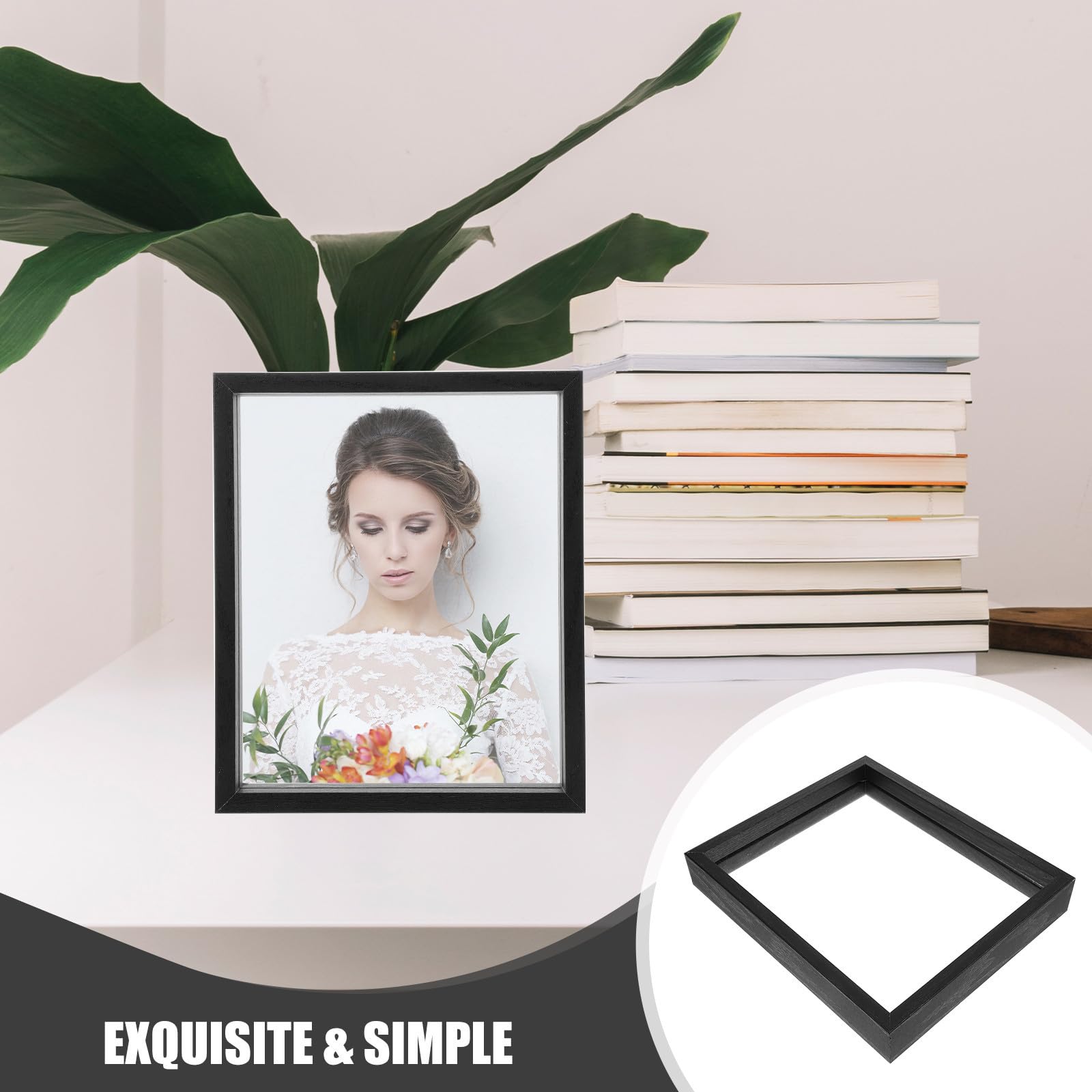 Tofficu Marco de Fotos Doble Cara de Vidrio y Madera de 10 Pulgadas Hojas Secas y Plantas, Protector para Fotos, Adecuado para Cumpleaños y Sala de Estar