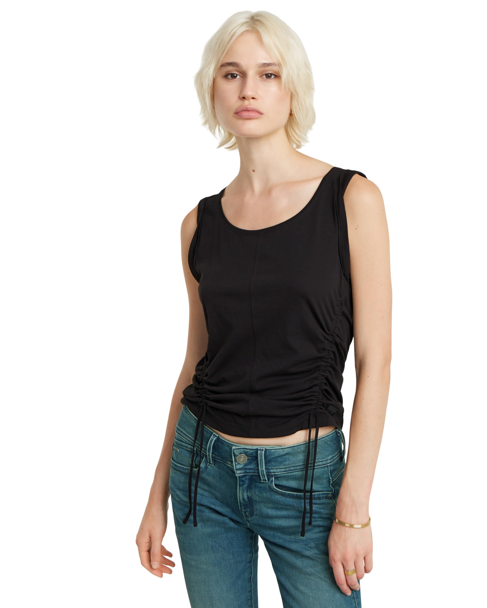 G-Star Women's Adjustable Tucked Sleeve Top, Black (dk black D24660-4107-6484), XXS