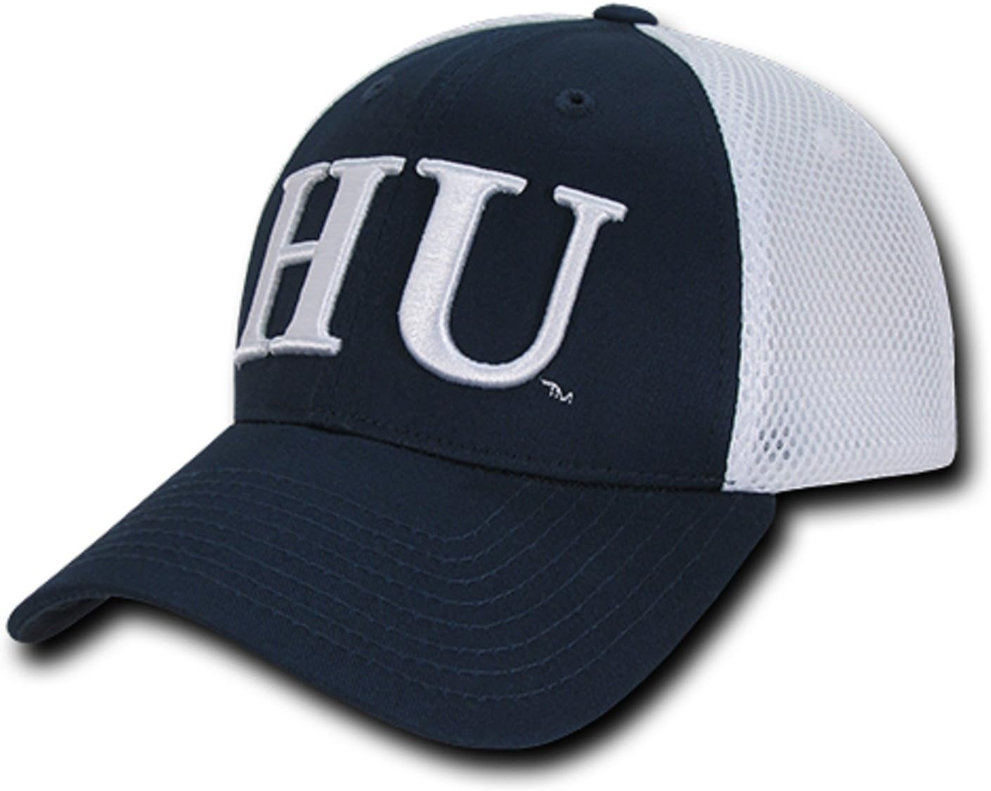 University of Howard HU Bisons Mesh Structured Flex Baseball Fitted Ball Cap Hat Navy Blue