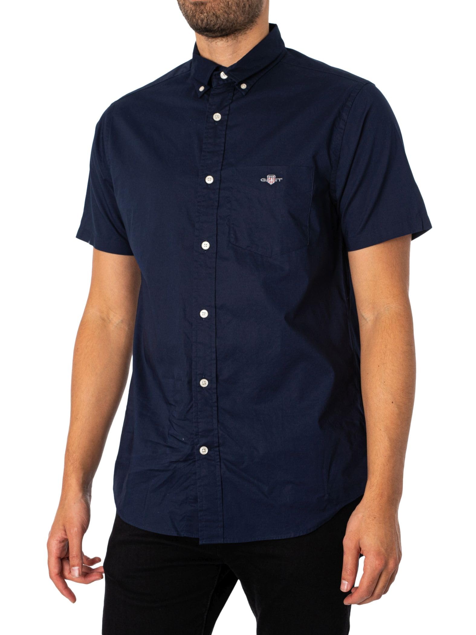 GANT Hombre Camisa Regular De Popelina Manga Corta, Light Blue