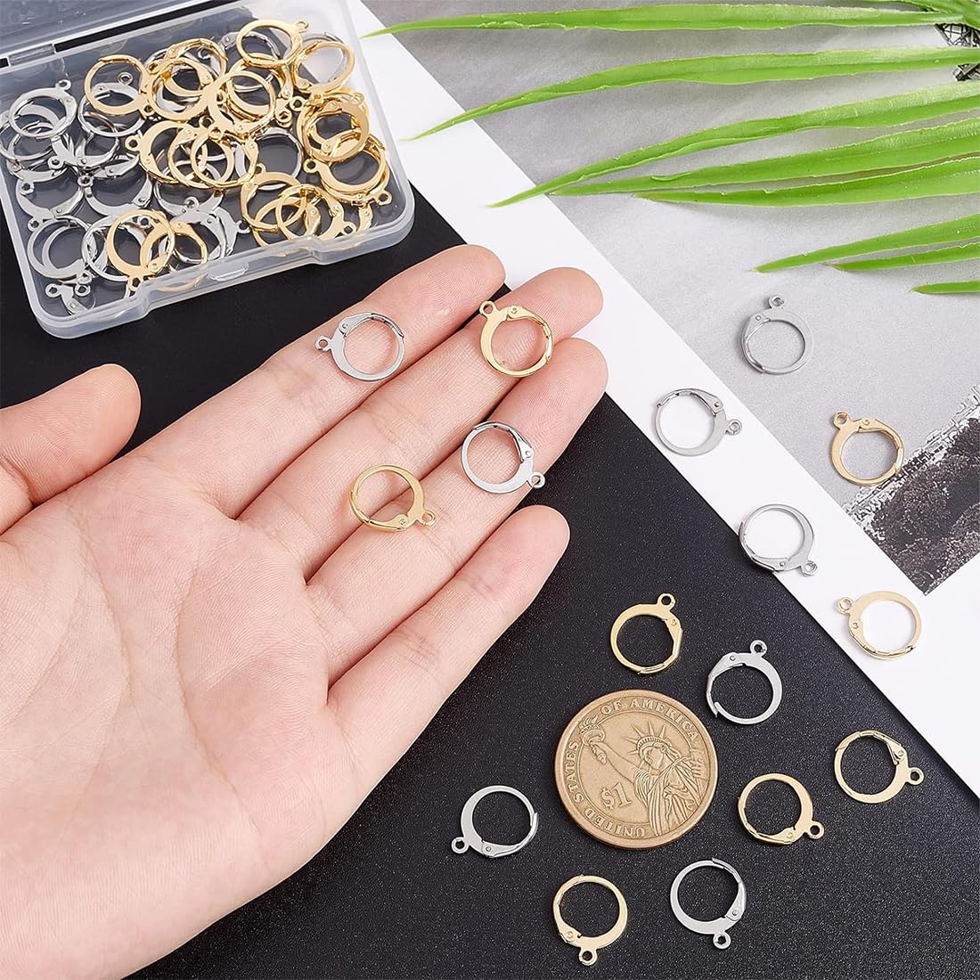 Orecchini a Monachella Acciaio Inossidabile 14,5mm ipoallergenici Set da 40 2 Colori
