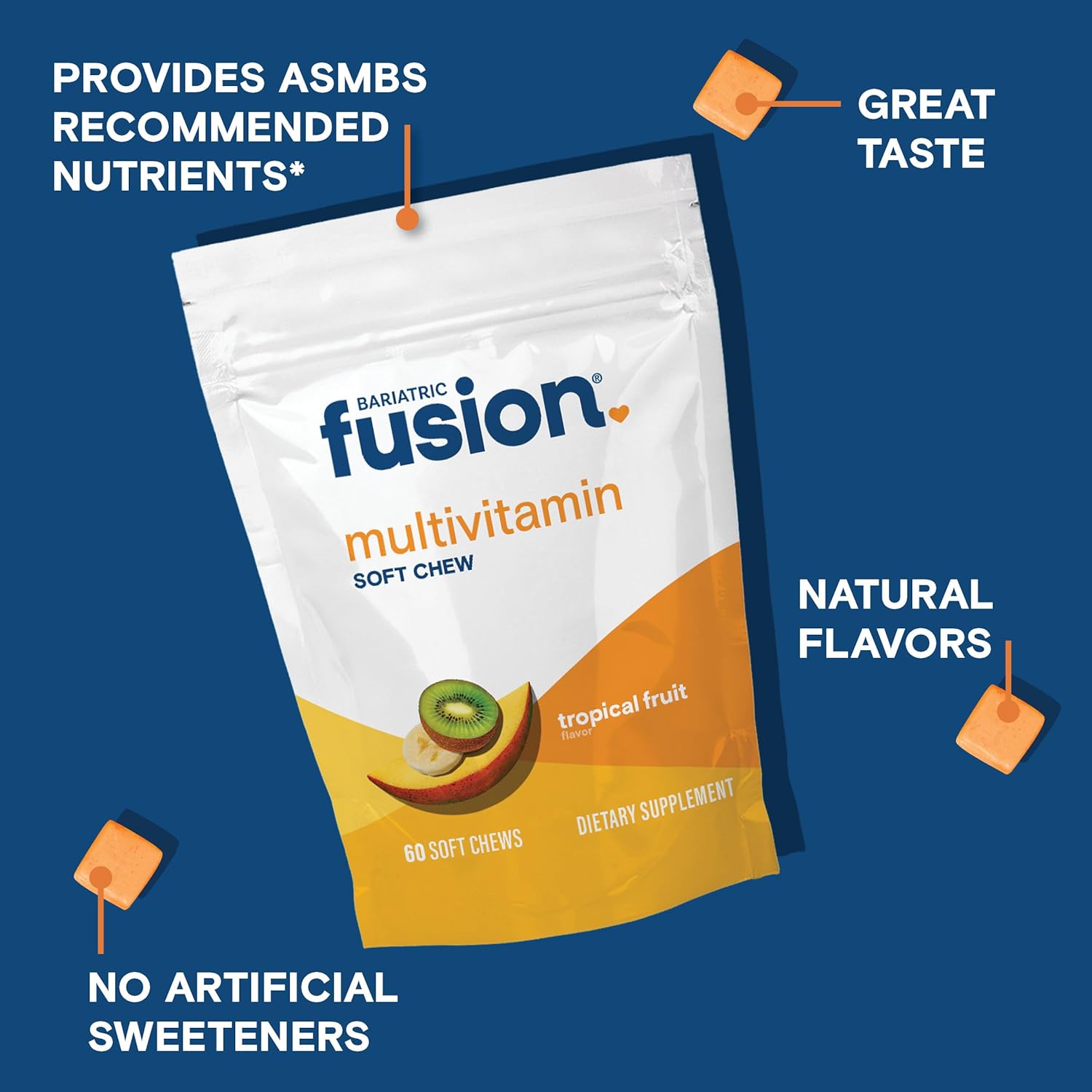 Bariatric Fusion Bariatric Multivitamin Soft Chew | Tropical Fruit Flavor | Chewy for Post Bariatric Surgery Patients Including Gastric Bypass and Sleeve Gastrectomy | 60 Count | 1 Month Supply - Image 3