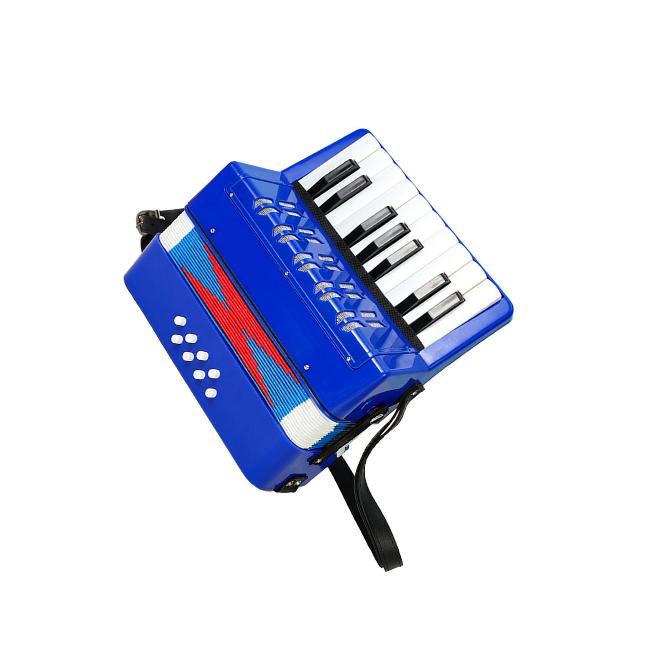 Fisarmonica giocattolo con stile accattivante che riconosce la passione dei giovani musicisti per la creazione di suoni musicali. Strumento musicale , Blu , 23x10x23cm