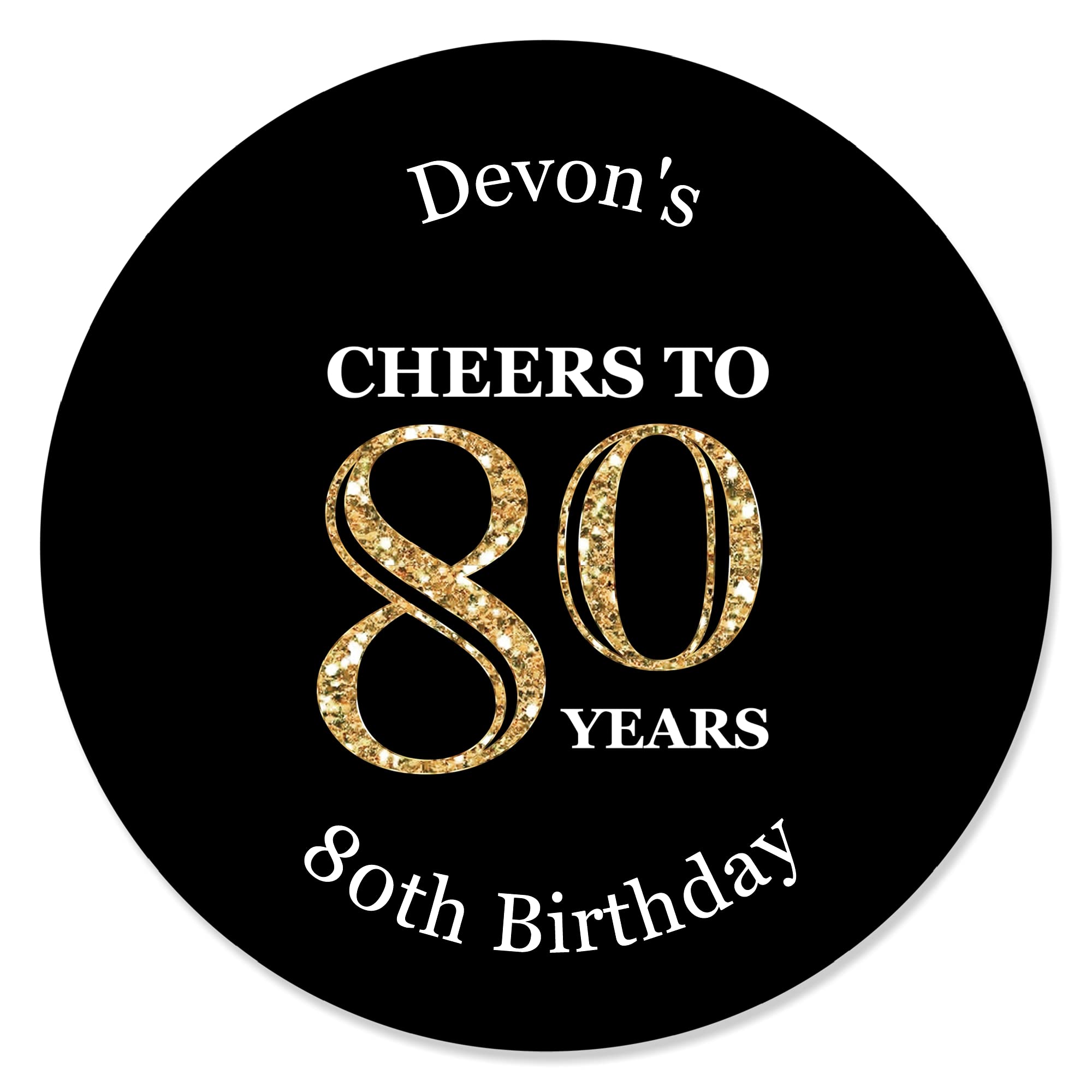 Custom Adult 80th Birthday - Gold - Personalized Birthday Party Circle  Sticker Labels - 24 Count