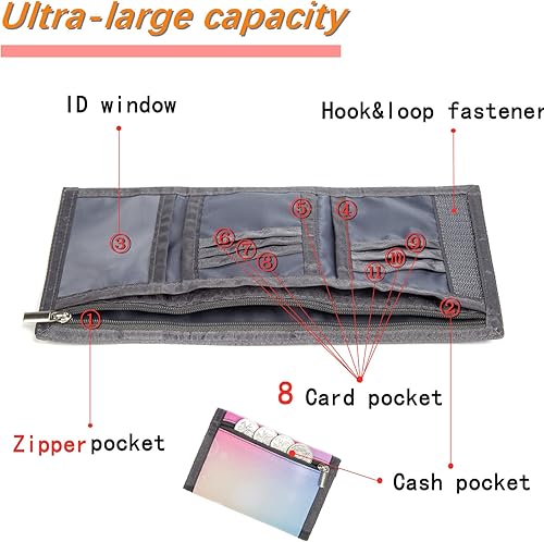 Miniatura 8 de Billetera para niños y niñas, billetera para niños pequeños, billetera de lona triple para exteriores, billeteras juveniles para niños y niños,