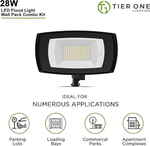 Miniatura 5 de TIERONE Luz de inundación LED de 28 W con control remoto, 5 CCT sintonizables, luz de seguridad LED para exteriores, para jardines, garaje, listado