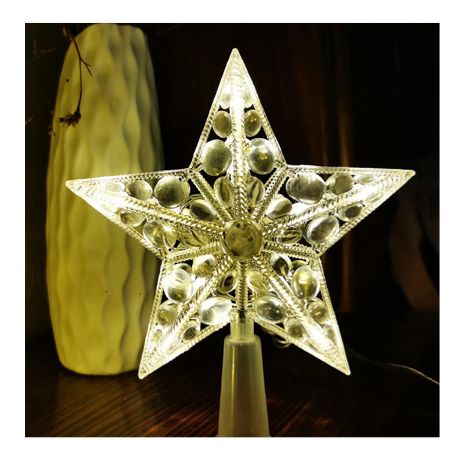 CAKERS Star Christmas Tree Topper Lights|Battery Operated LED Light Up Star Christmas Tree Toppers|Christmas Tree Top Ornament for Xmas Tree New Year Home Decor,White,Small-17cm(6.6in)