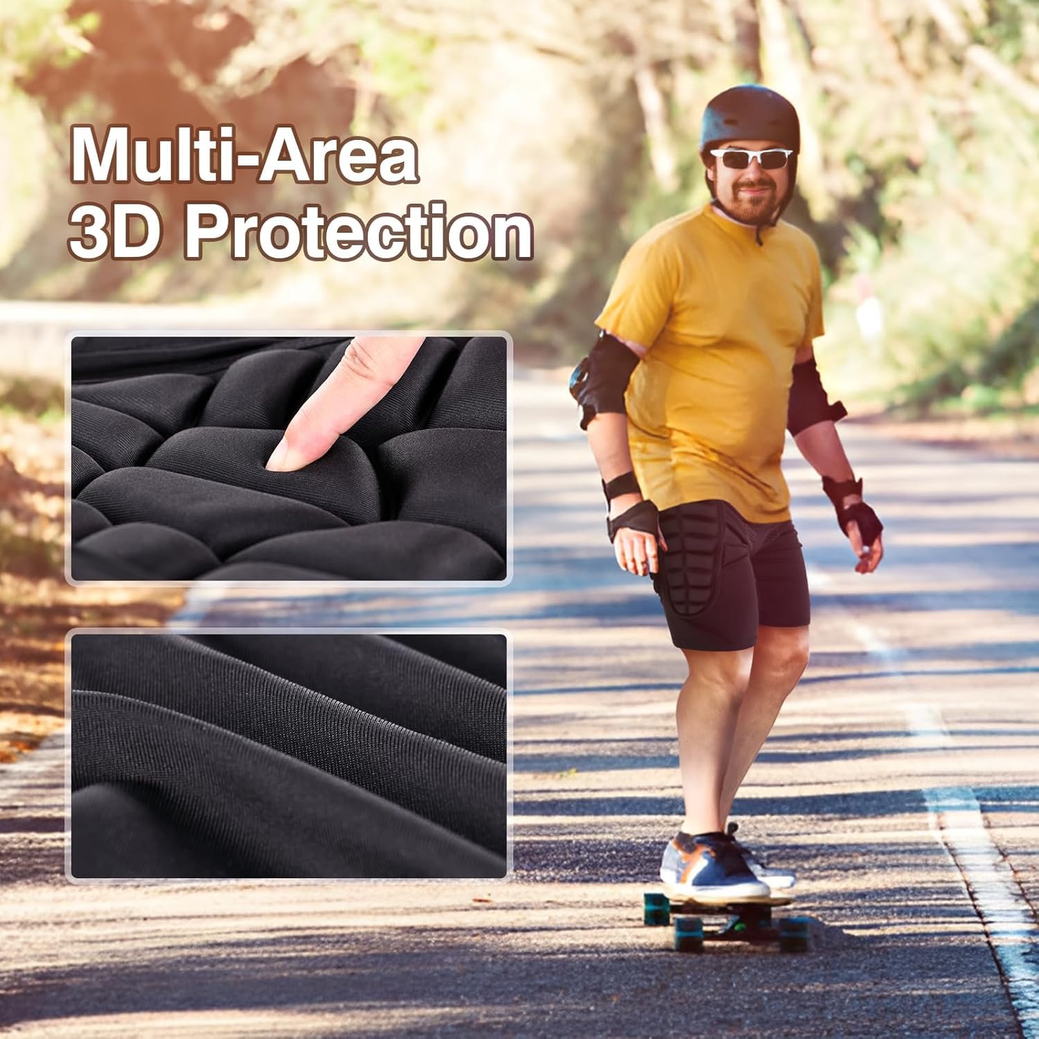 TOMSHOO Protektorhose Herren Damen, 3D-Schutz Gepolsterte Kurze Hose für Snowboarding, Skaten und Skifahren, Eva Pad Protektor Hüftschutzausrüstung
