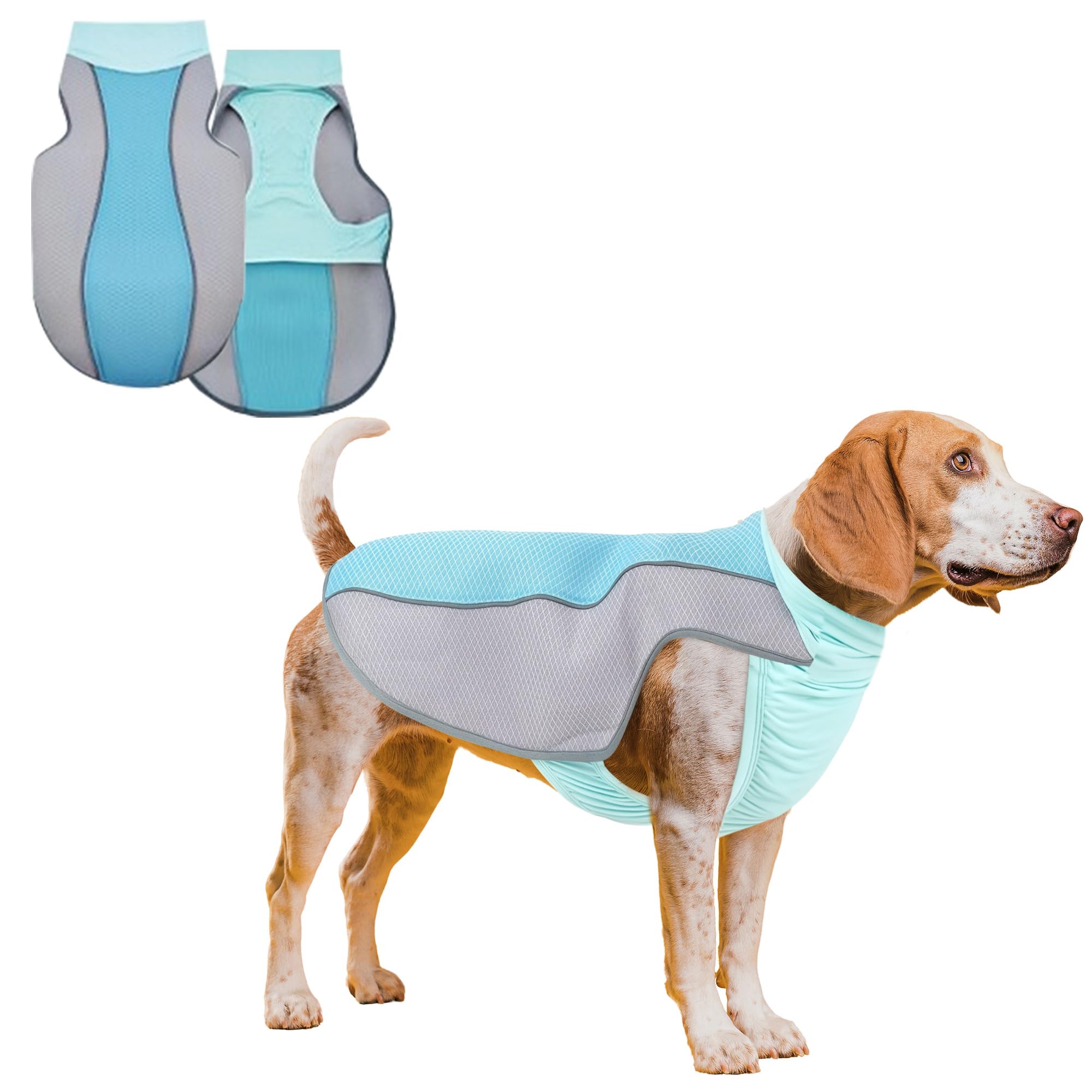NiCola Dog Cooling Vest, Pink Breathable Dog Cooling Coats, Lightweight Summer Dogs Vest with Reflective Strip for Small to Large Dogs (Blue, L)