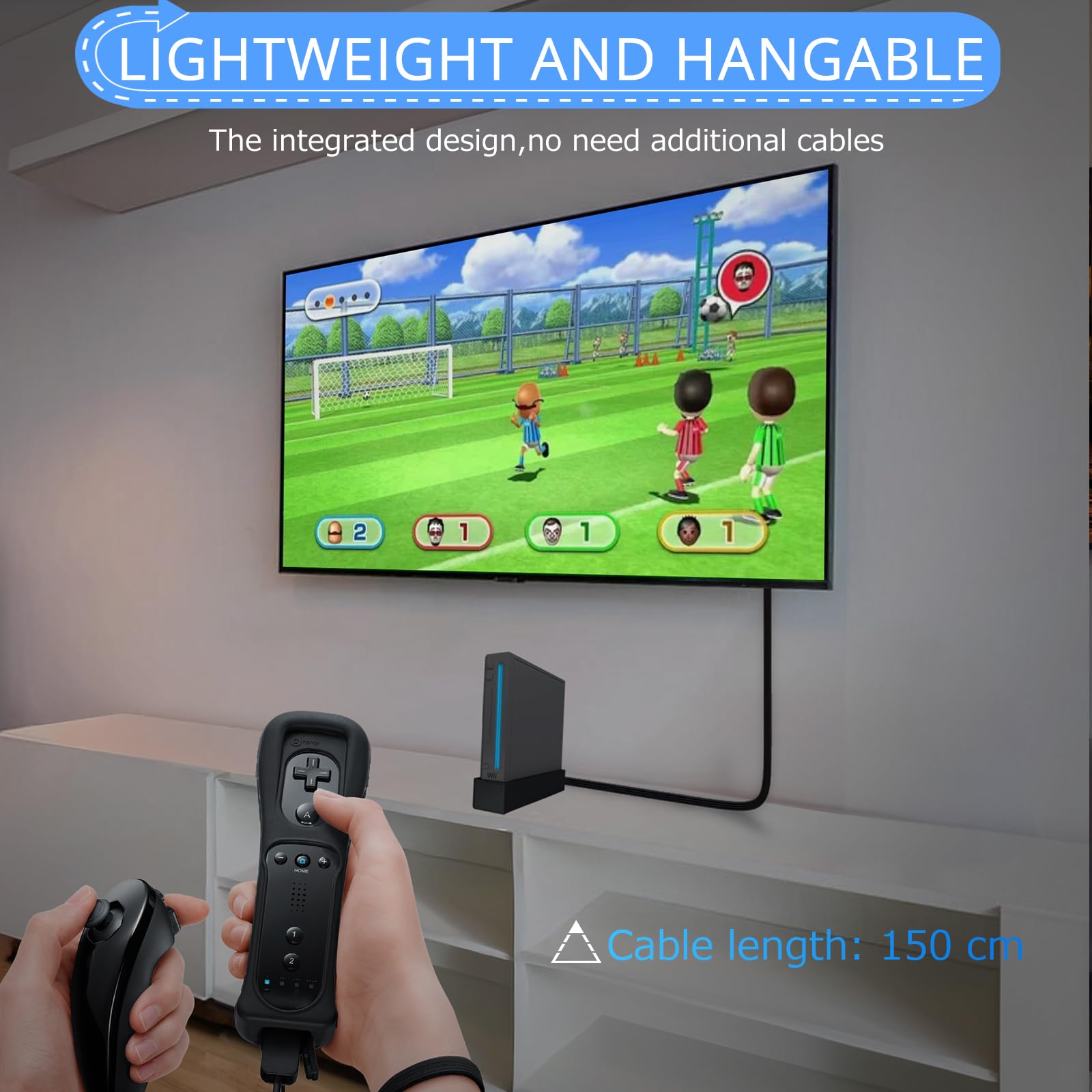 CAMWAY Konwerter Wii na HDMI 1080P/720P z kablem 150 cm, obsługuje NTSC 480i/480p, Pal 576i, Wii na HDMI do telewizora HDTV i monitora, Plug i Paly, kolor czarny