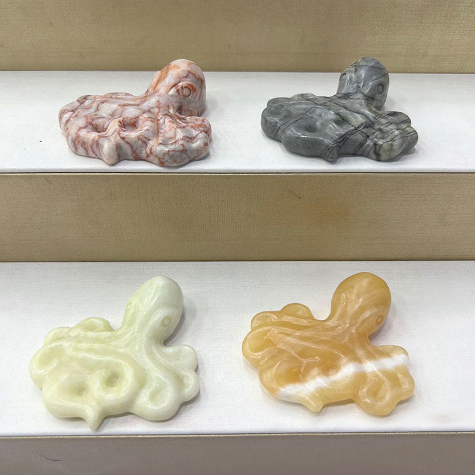 Decoración de Figuras de Pulpo de Cristal Natural Estatua de Tótem Animal Espiritual de Piedra Preciosa Curativa Tallada a Mano Regalo de Buena Suerte Decoración,A