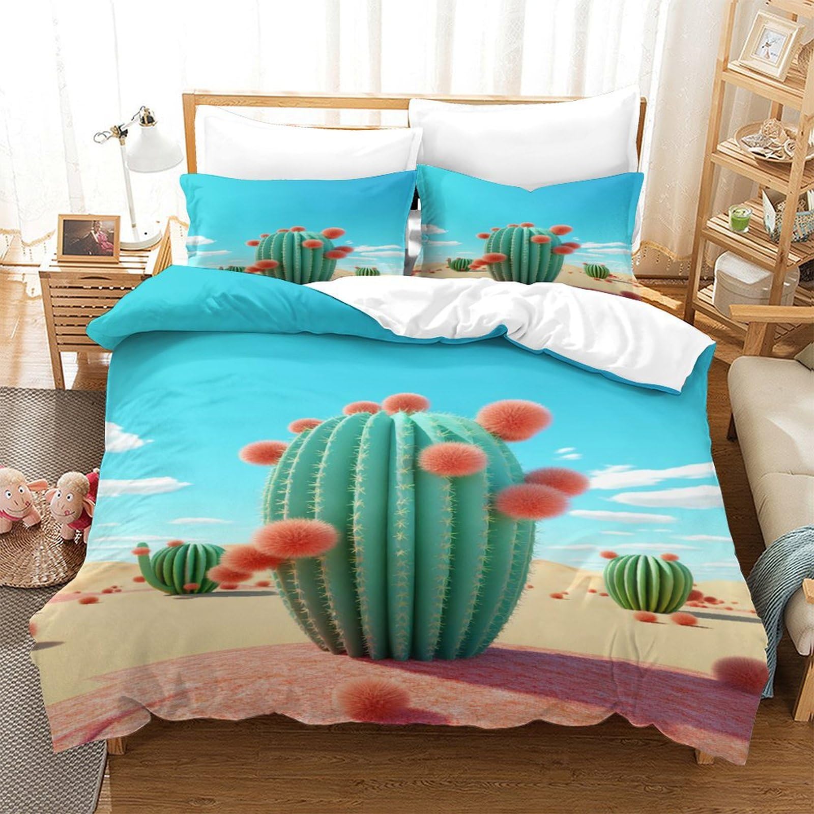 Parure de lit hypoallergénique contre les allergies couette 260x220 cactus