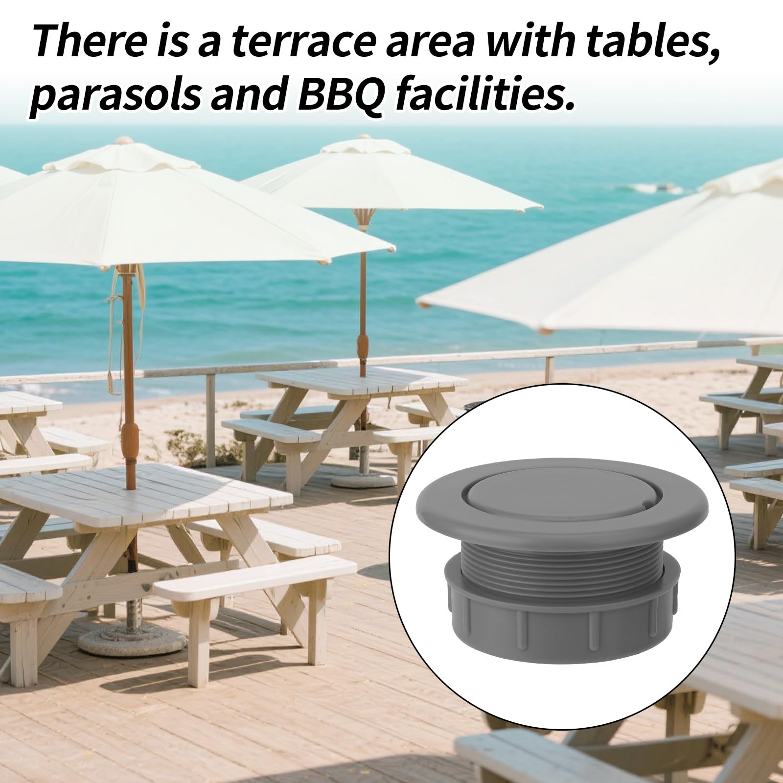 BOXOB Set di Tappi e Tappi Fori di Ombrelloni, Inserti Coprifori Tavoli Ombrellone Esterno in Plastica ABS Accessori per Mobili da Giardino per Tavoli da Giardino (Grigio)