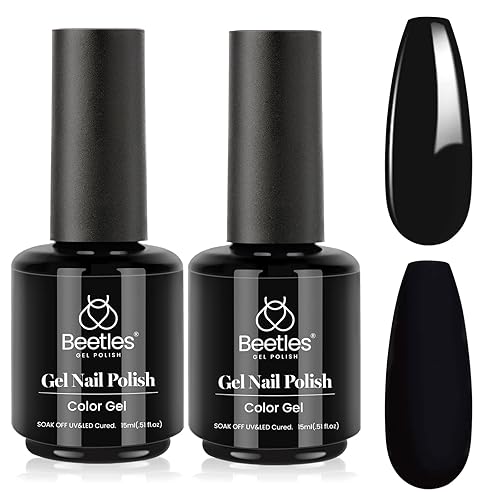 Beetles Black Winter Gel Polish 2Pcs 0.51Fl.OZ Pure Black Gel