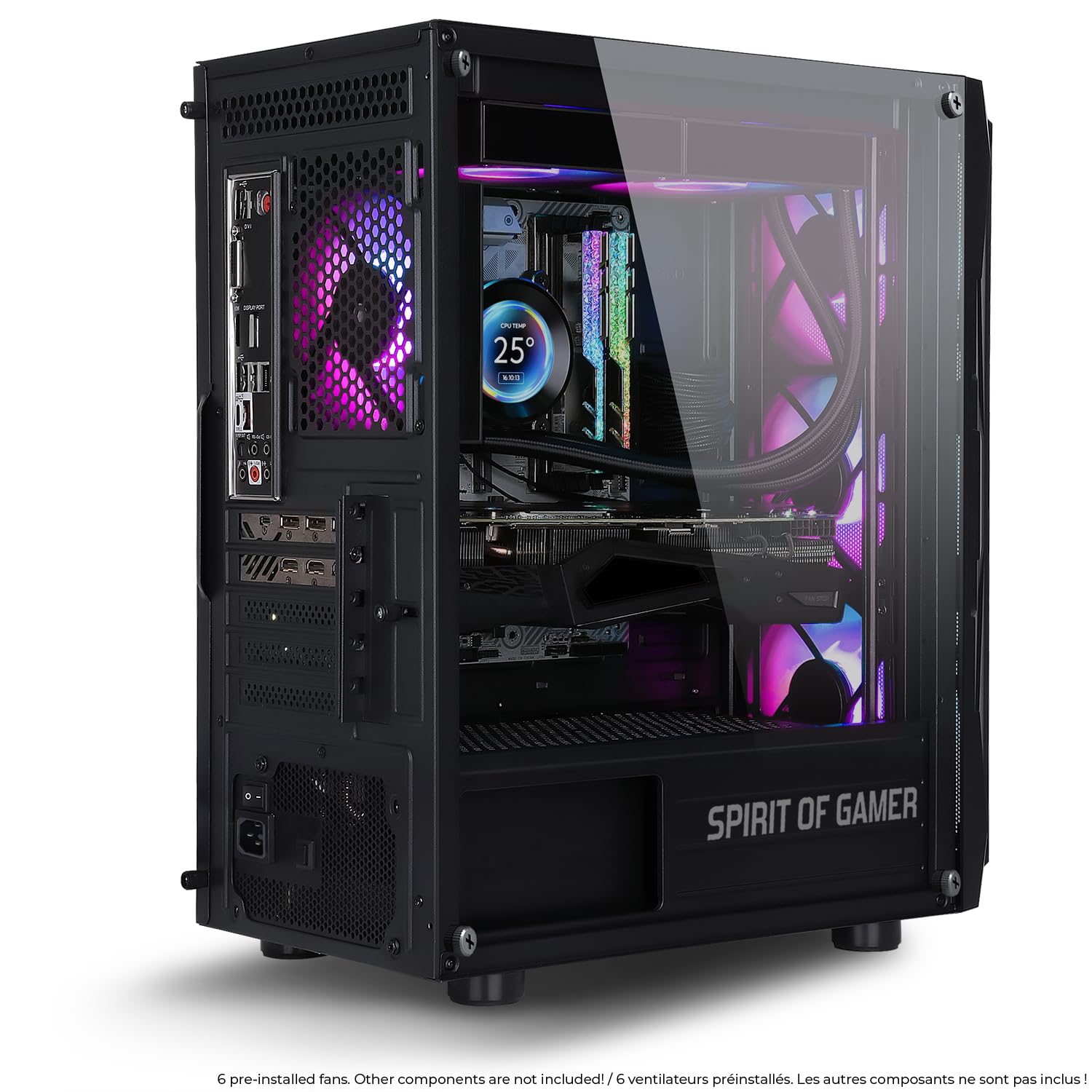 Spirit Of Gamer - Boitier PC Gamer RGB, 6 Ventilateurs 120 mm ARGB Inclus, Compatible mATX, Moyen Tour Gaming Vide avec Paroi Latérale en Verre Trempé, Optimisé pour Le Refroidissement - Rogue 7